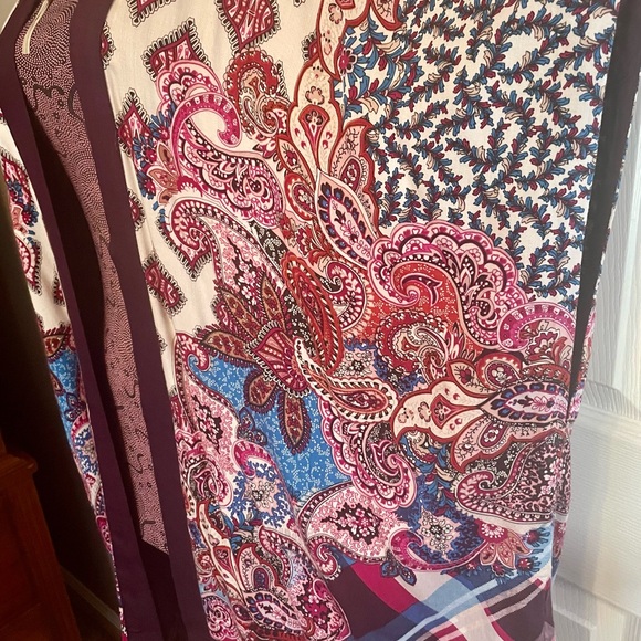 Chico's Women's Floral Plaid Paisley mixed print Ruana Wrap Kimono Boho Size S/M - Picture 9 of 12